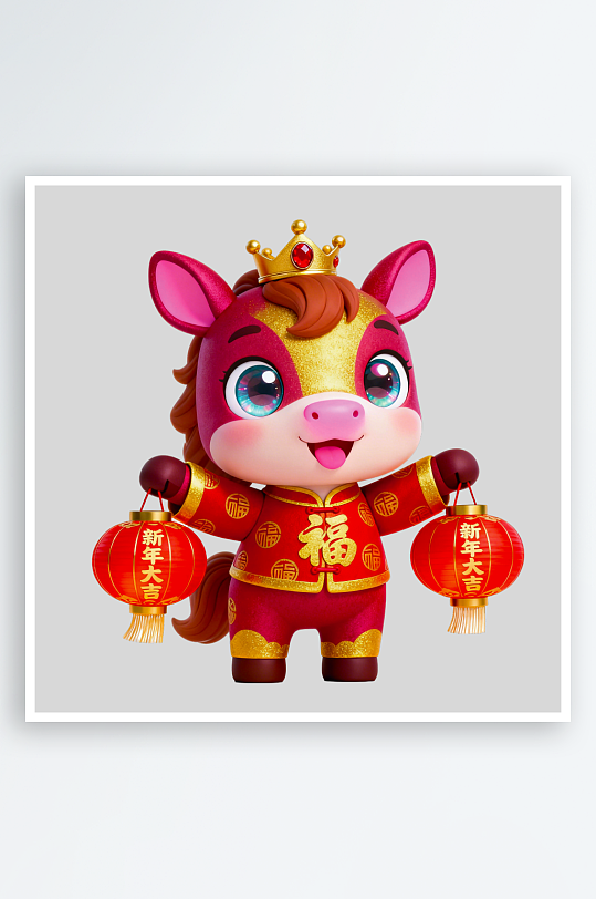 水彩马卡通马形象免抠png素材-众图网