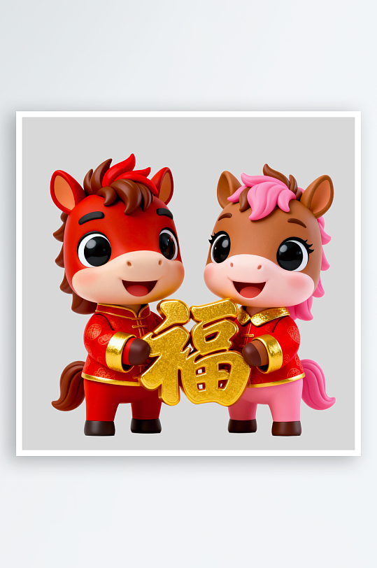 水彩马卡通马形象免抠素材-众图网