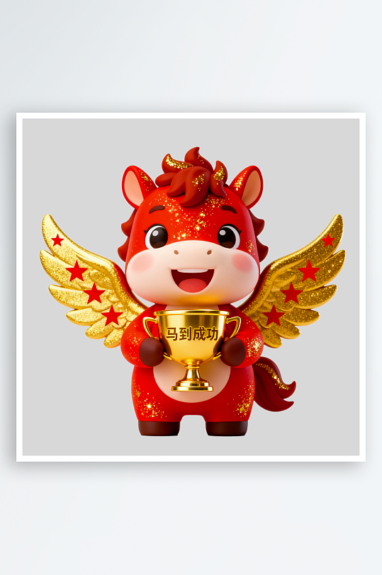 水彩马卡通马形象免抠素材-众图网