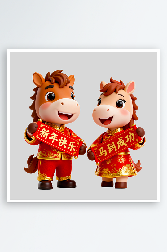 水彩马卡通马形象免抠素材-众图网