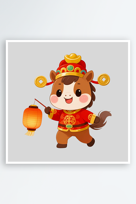 水彩马卡通马形象免抠素材-众图网