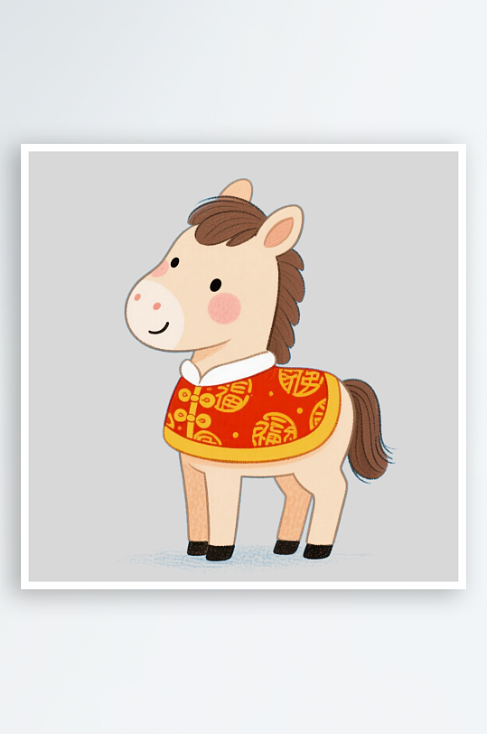 水彩马卡通马形象免抠素材-众图网
