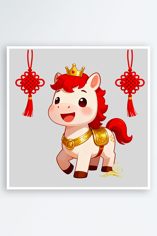 水彩马卡通马形象免抠素材-众图网