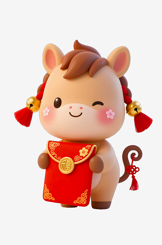 水彩马卡通马形象免抠素材-众图网