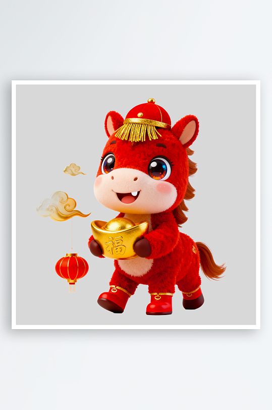 水彩马卡通马形象免抠素材-众图网