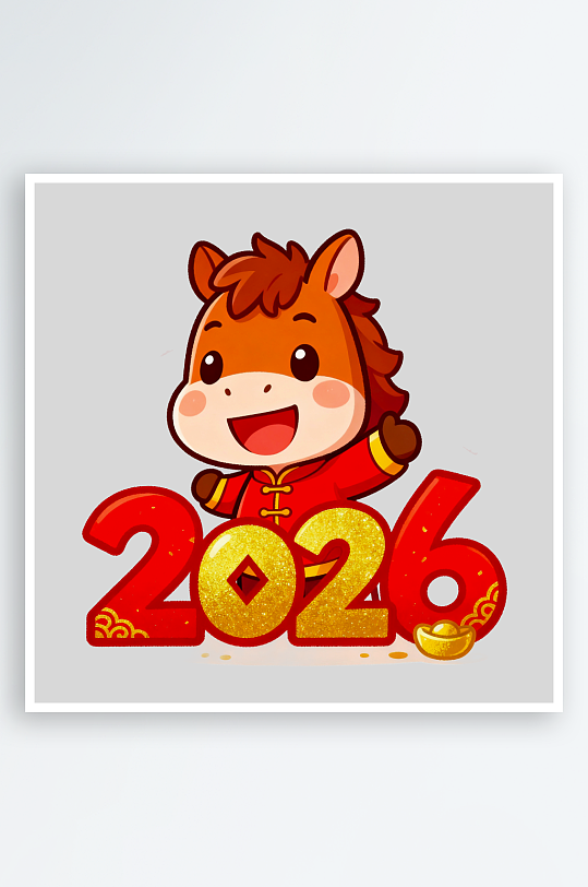 水彩马卡通马形象免抠素材-众图网