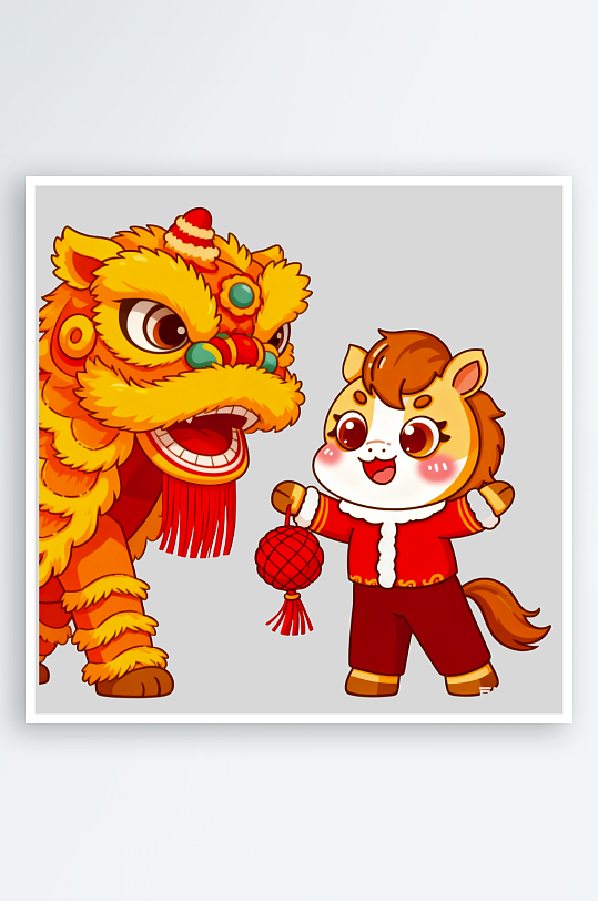 水彩马卡通马形象免抠png素材-众图网