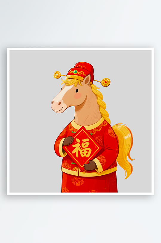 水彩马卡通马形象免抠png素材-众图网