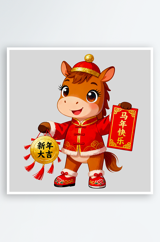 水彩马卡通马形象免抠png素材-众图网