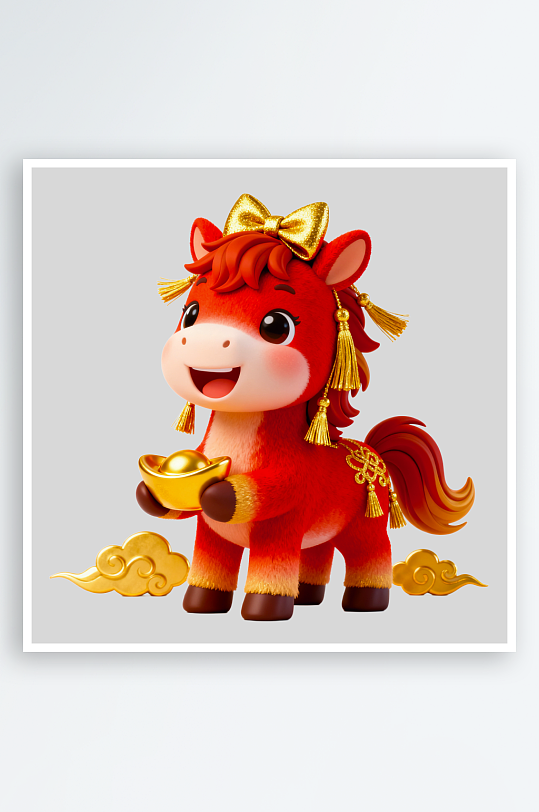 水彩马卡通马形象免抠png素材-众图网