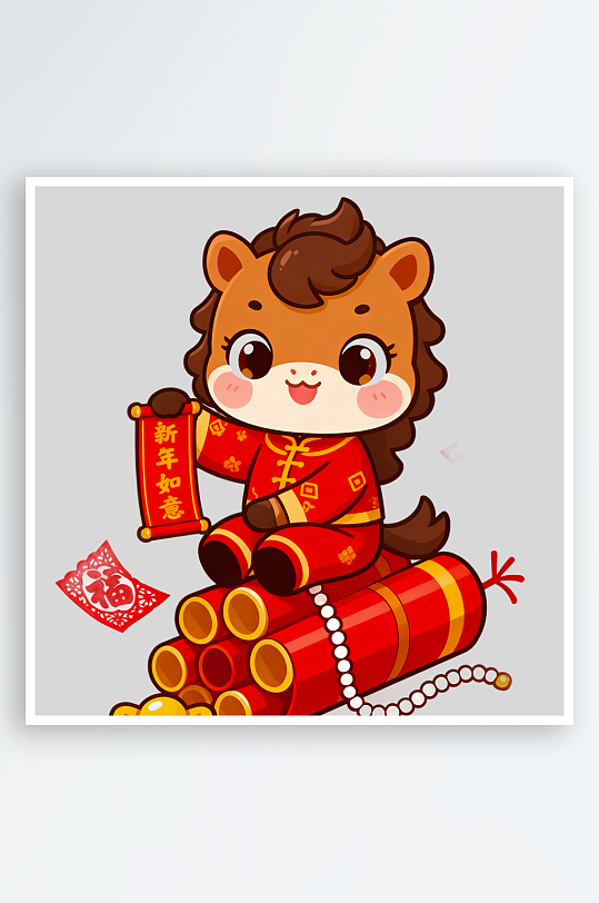 水彩马卡通马形象免抠png素材-众图网