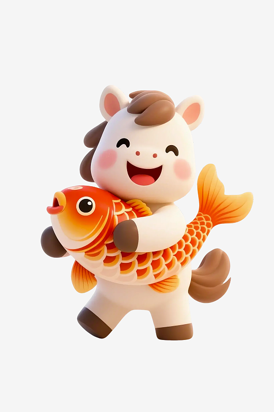 水彩马卡通马形象免抠png素材-众图网