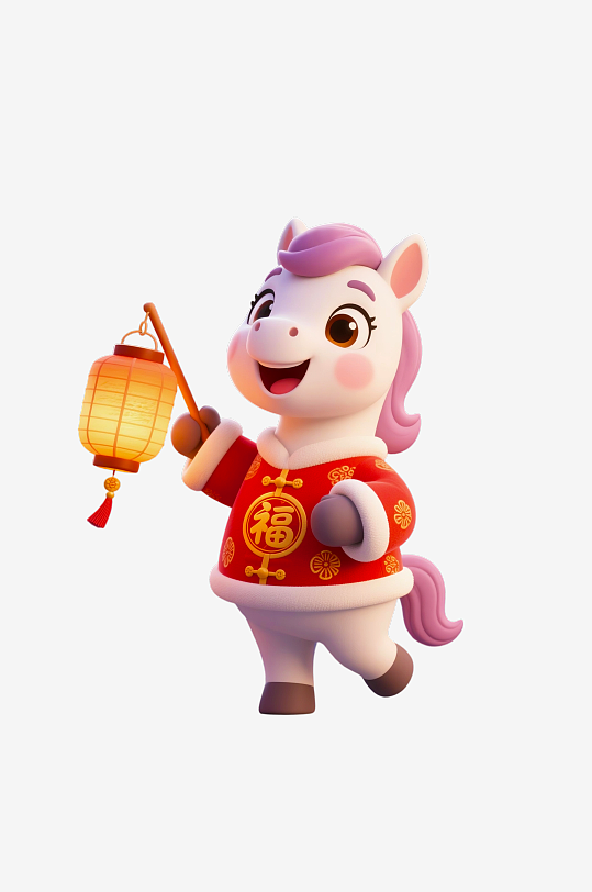 水彩马卡通马形象免抠png素材-众图网