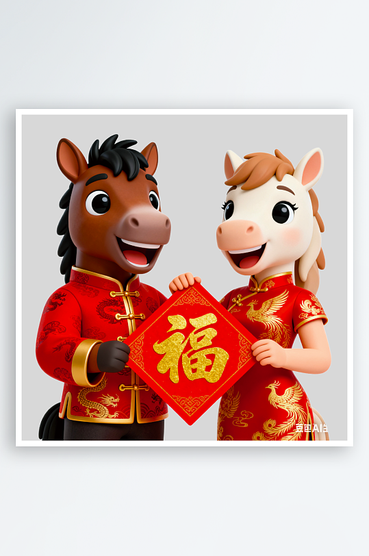 水彩马卡通马形象免抠png素材-众图网