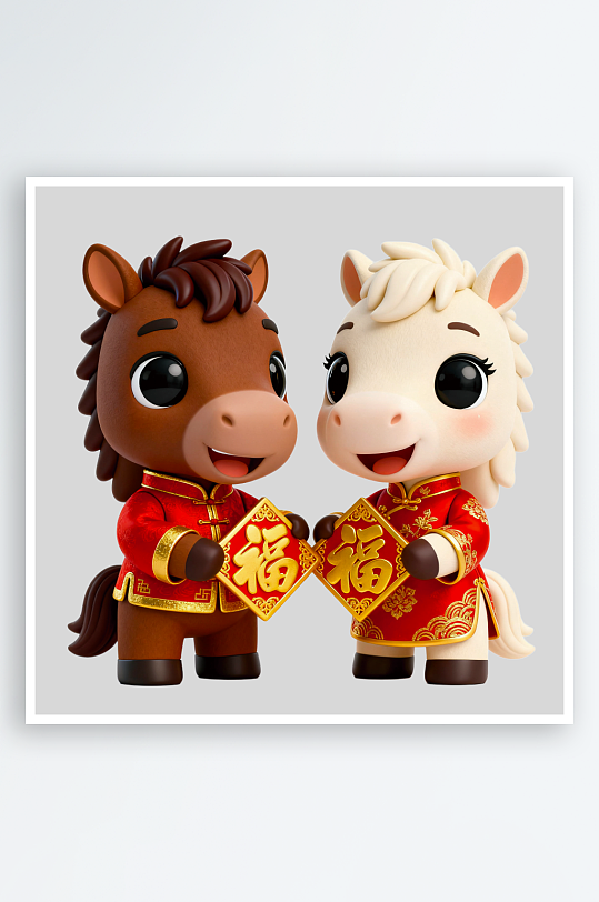 水彩马卡通马形象免抠png素材-众图网