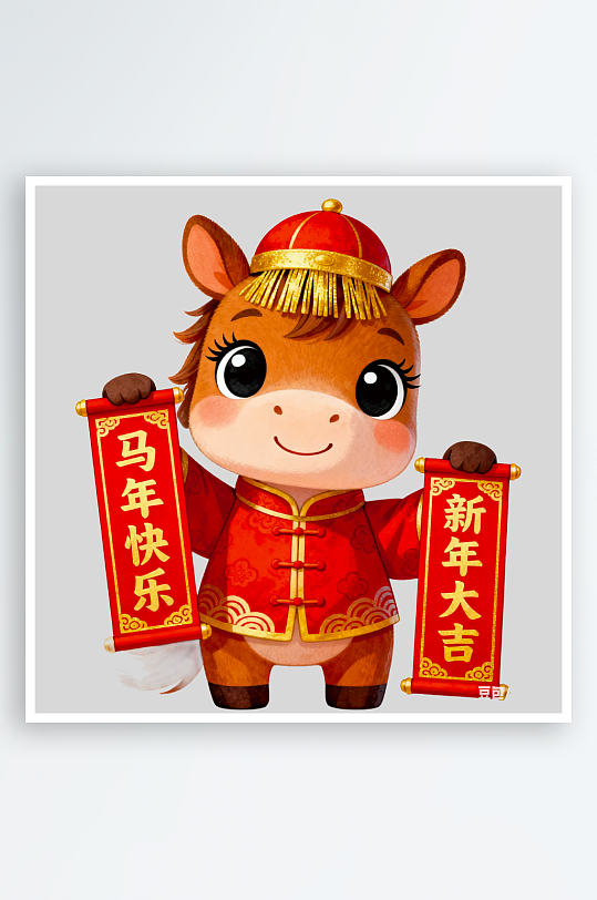 水彩马卡通马形象免抠png素材-众图网