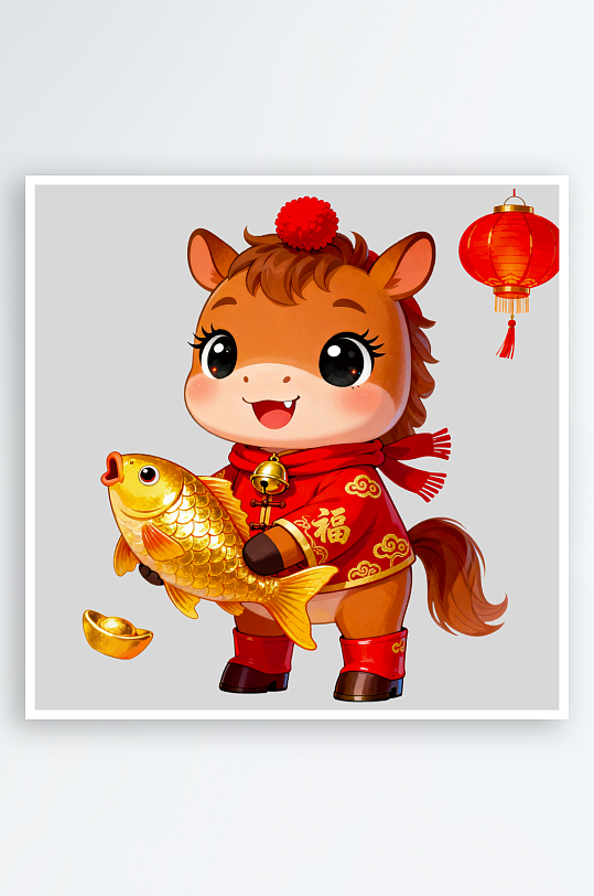 水彩马卡通马形象免抠png素材-众图网