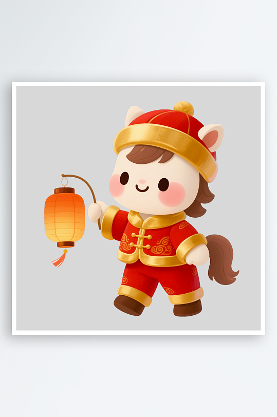 水彩马卡通马形象免抠png素材-众图网