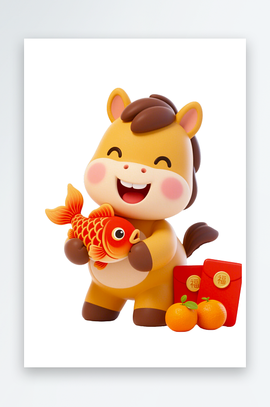 水彩马卡通马形象免抠png素材-众图网