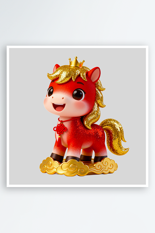 水彩马卡通马形象免抠png素材-众图网