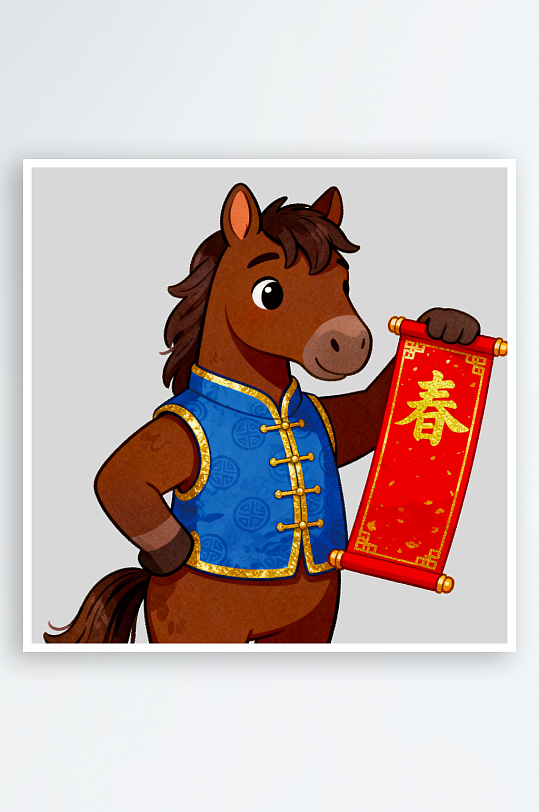 水彩马卡通马形象免抠png素材-众图网