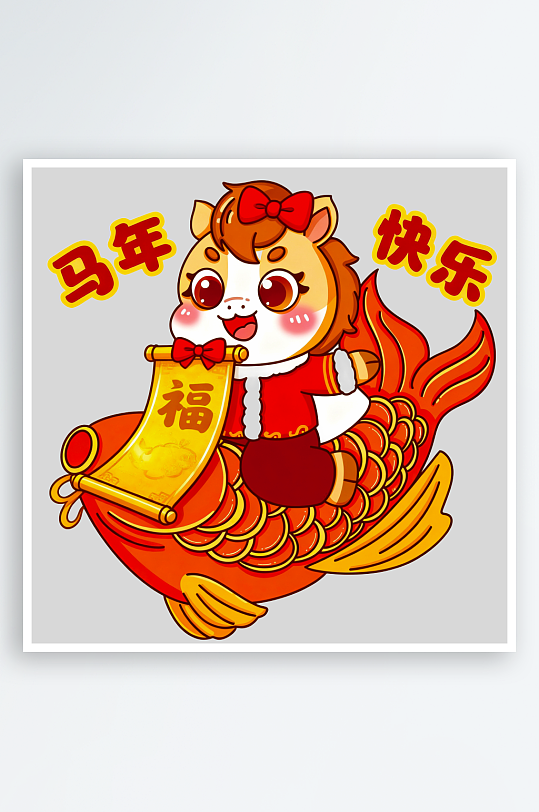 水彩马卡通马形象免抠png图-众图网