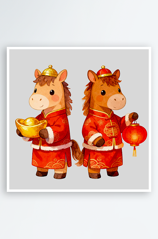 水彩马卡通马形象免抠png图-众图网