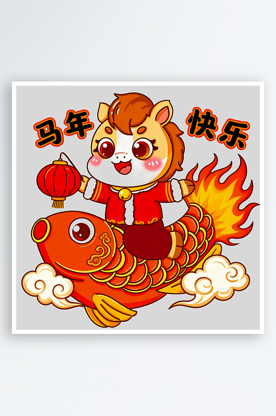 水彩马卡通马形象免抠png图-众图网