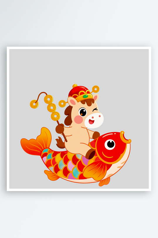 水彩马卡通马形象免抠素材-众图网