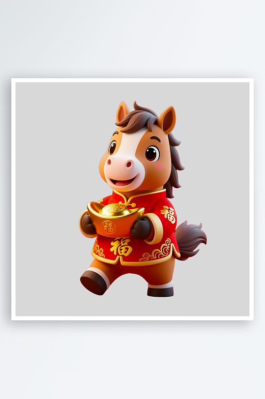 水彩马卡通马形象免抠素材-众图网