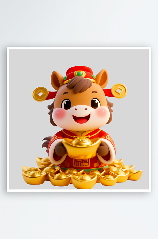 水彩马卡通马形象免抠素材-众图网