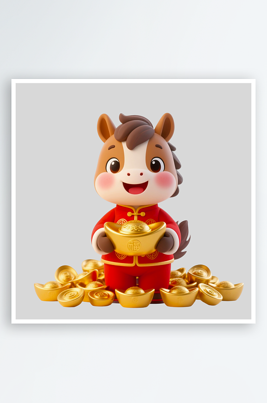 水彩马卡通马形象免抠素材-众图网