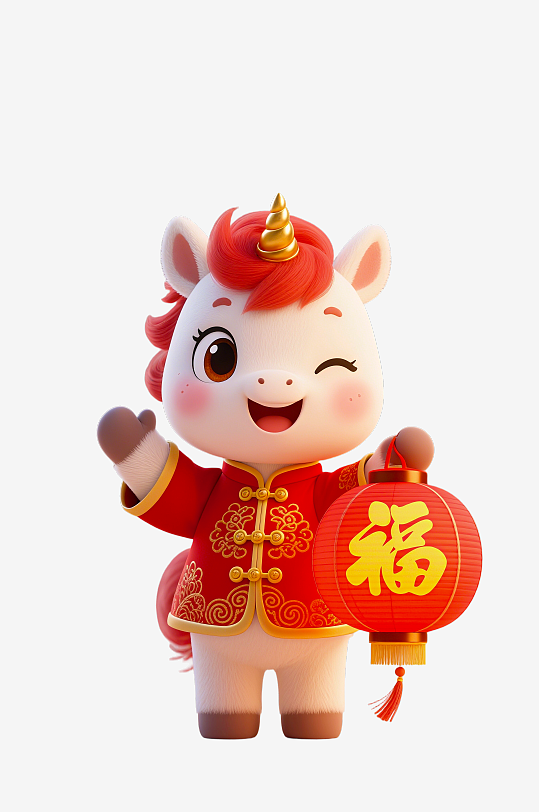 水彩马卡通马形象免抠素材-众图网