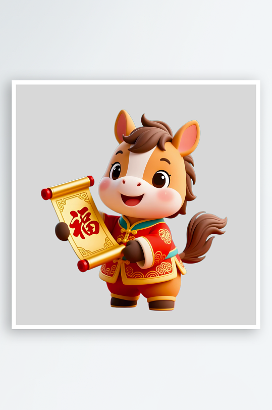 水彩马卡通马形象免抠素材-众图网