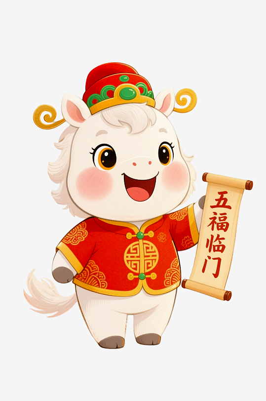 水彩马卡通马形象免抠素材-众图网