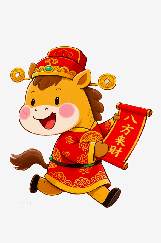 水彩马卡通马形象免抠素材-众图网