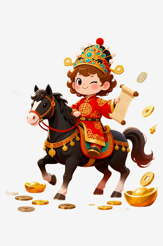 水彩马卡通马形象免抠素材-众图网