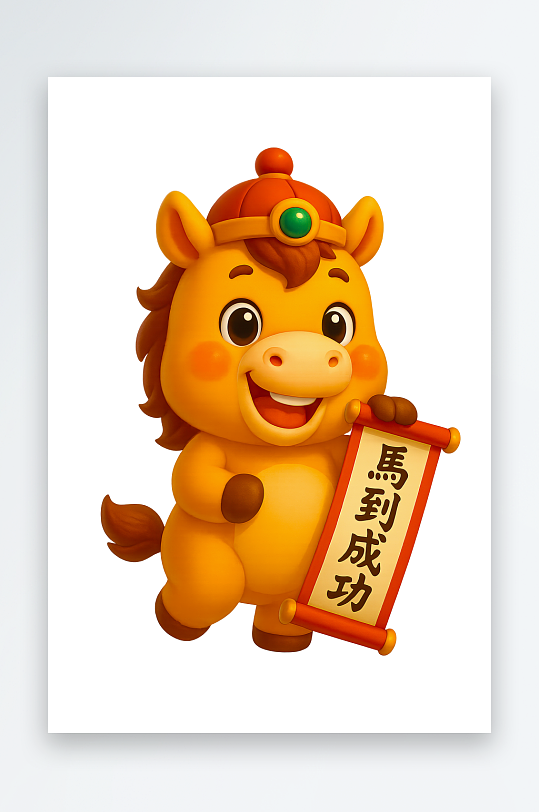 水彩马卡通马形象免抠素材-众图网