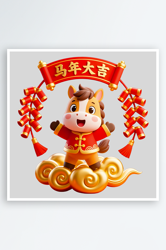 水彩马卡通马免抠素材-众图网