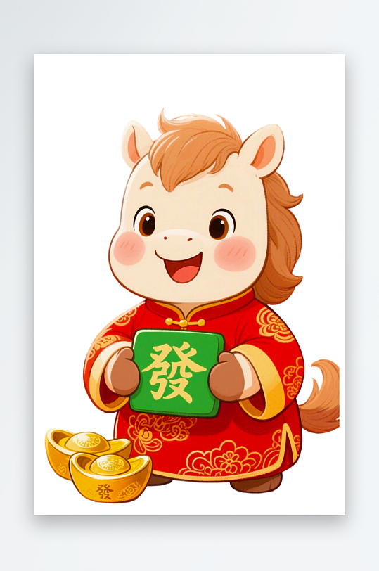 水彩马卡通马免抠素材-众图网