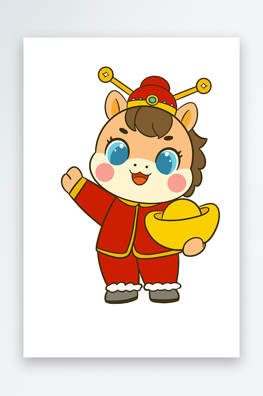 水彩马卡通马免抠素材-众图网