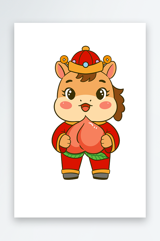 水彩马卡通马免抠素材-众图网