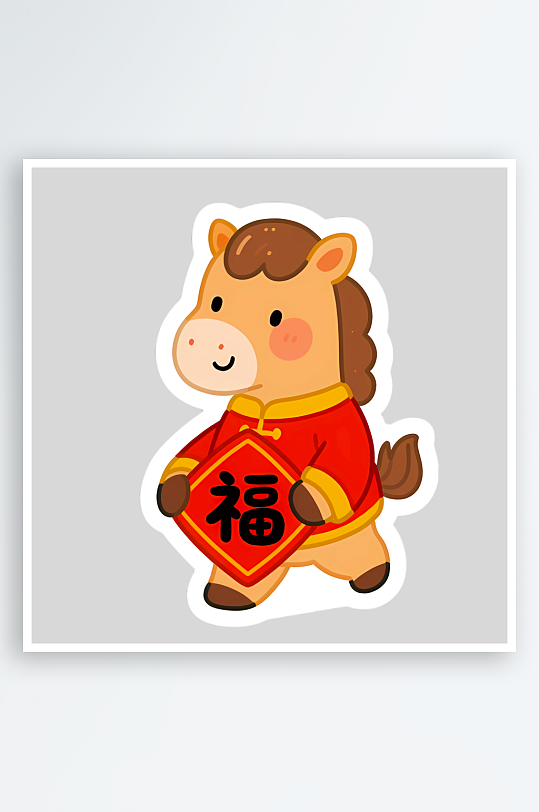 水彩马卡通马免抠素材-众图网