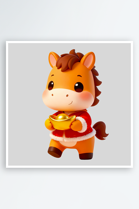 水彩马卡通马免抠素材-众图网