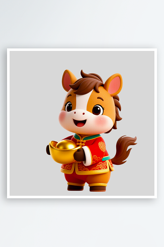 水彩马卡通马免抠素材-众图网