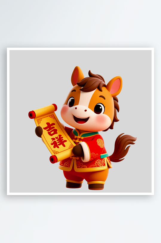 水彩马卡通马免抠素材-众图网