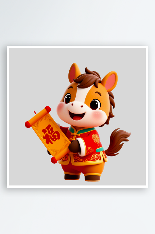 水彩马卡通马免抠素材-众图网