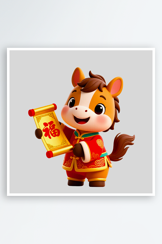 水彩马卡通马免抠素材-众图网