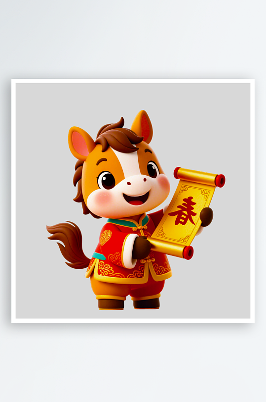 水彩马卡通马免抠素材-众图网