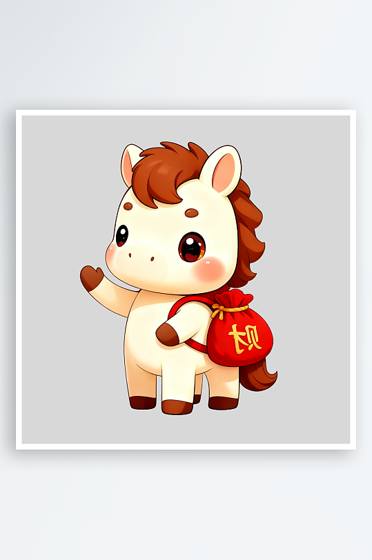 水彩马卡通马免抠图素材-众图网